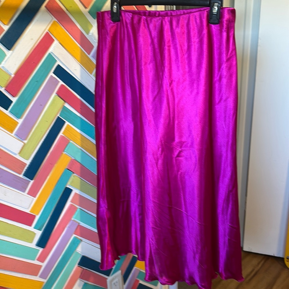 Pink satin slip skirt
